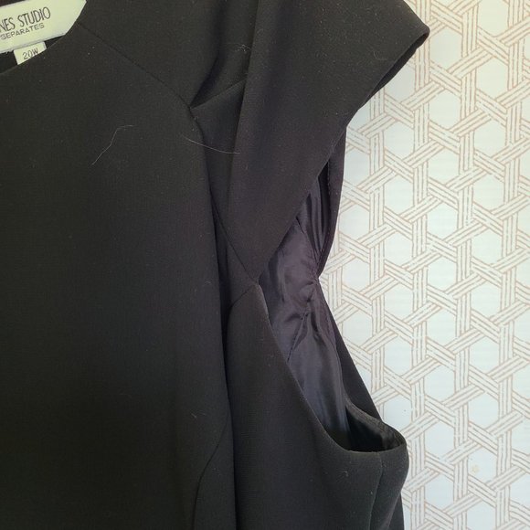 Jones Studio Womens Dress A-Line Black Short Cap Sleeve Scoop Neck Size 20W - Picture 5 of 8